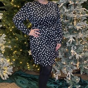 a new day Black Dress with White Dots